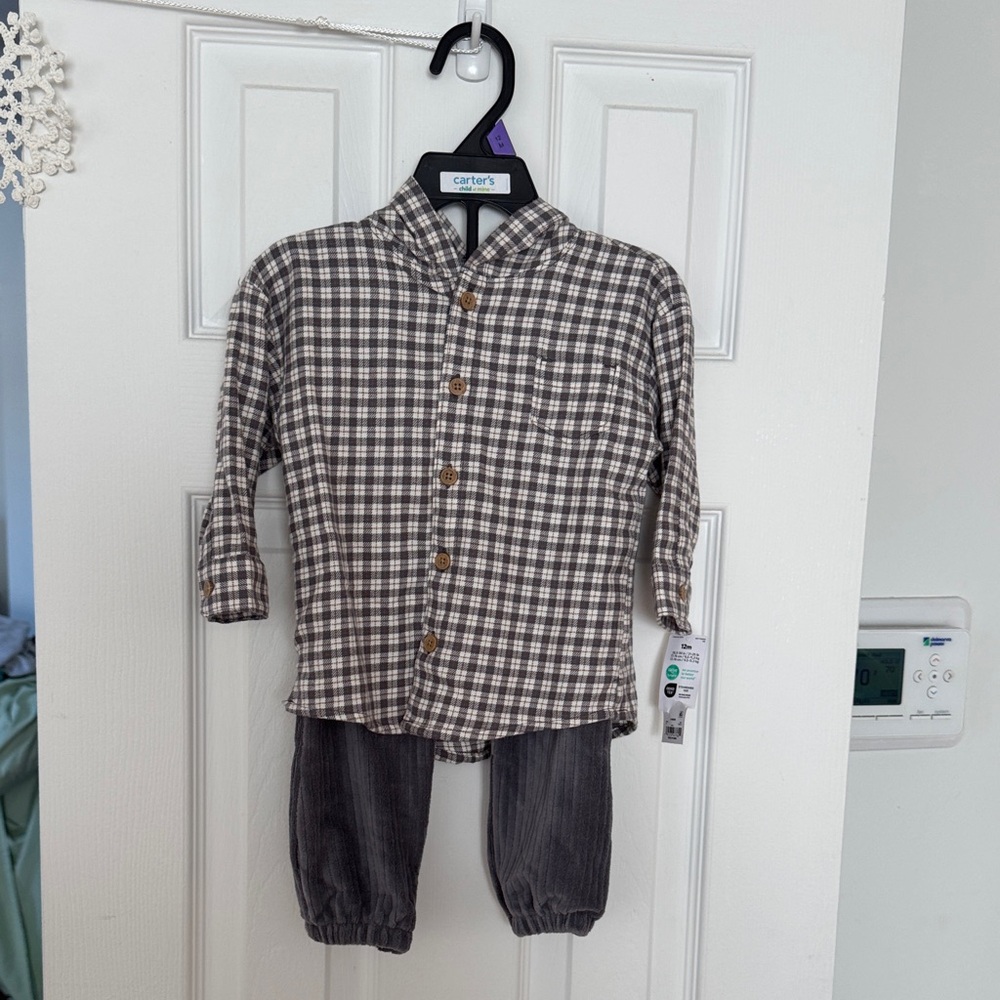 Carter's Checkered Shirt and Corduroy Pants Set